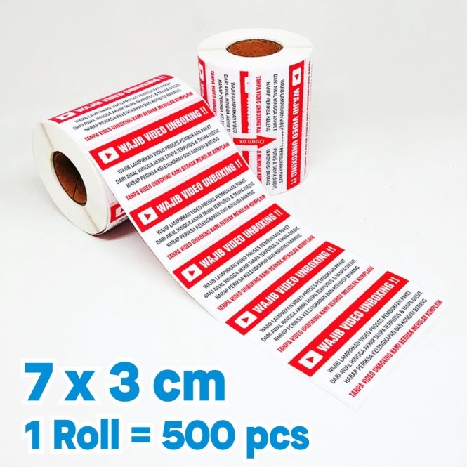 

[FY097] Stiker Label Wajib Video Unboxing 7 x 3 cm (1 roll isi ±500 pcs) 0yjno