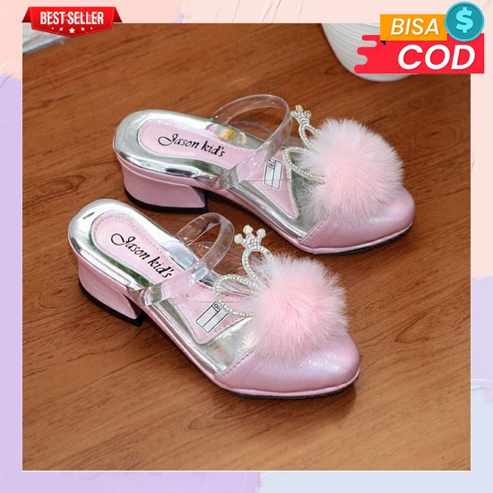 Sandal Heels Anak Perempuan Hak Tahu Slip On Brukat Motif Pita Vynscollection Sandal Anak Perempuan 