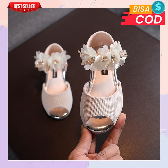 Kuy Ambil Promo Bonus Mini Gold Sandal Sepatu Anak Perempuan Hak 3 Cm Motif Bulu Kitty Mika Bening H