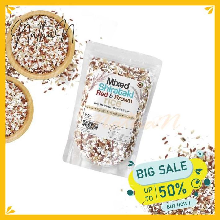 

MIXED SHIRATAKI , RED AND BROWN RICE 250 GR KUALITAS TERBAIK