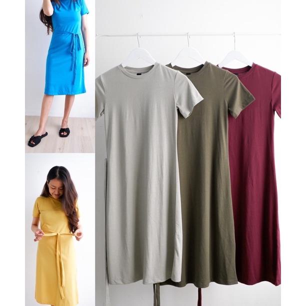 Terbaru Splash Cotton Belted Dress