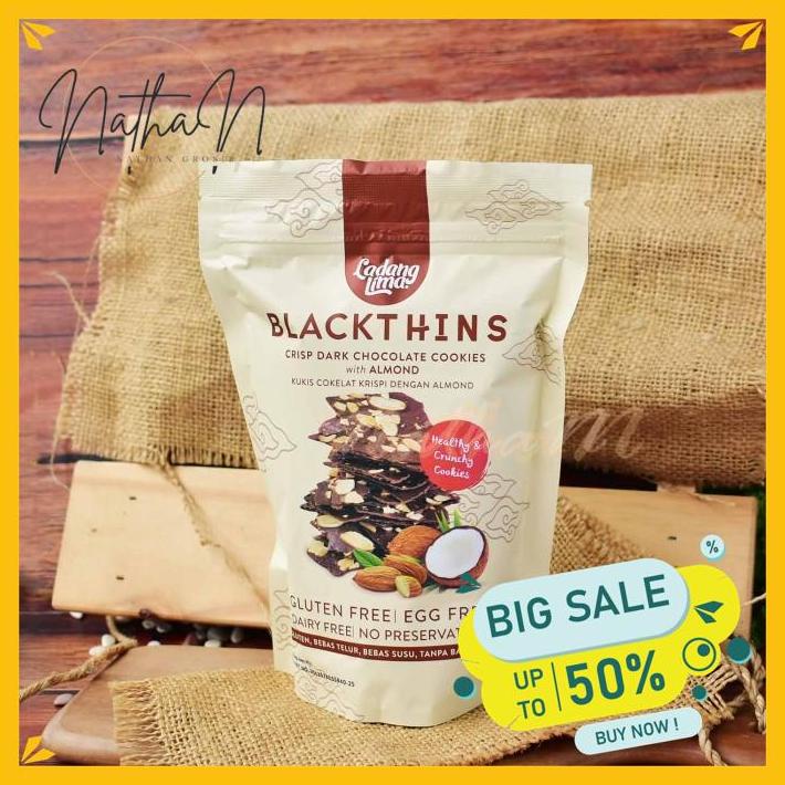 

LADANG LIMA BLACKTHINS CRISP DARK CHOCOLATE COOKIES WITH ALMOND 100 GR PRODUK TERBAIK