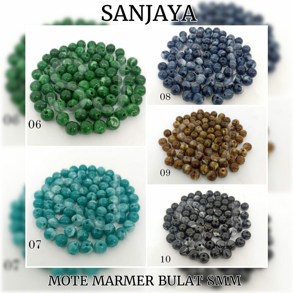 Mote Marmer / Manik Motif Marmer / Manik Corak Marmer Bulat / Manik Marmer Bulat / Mote Marmer 8Mm