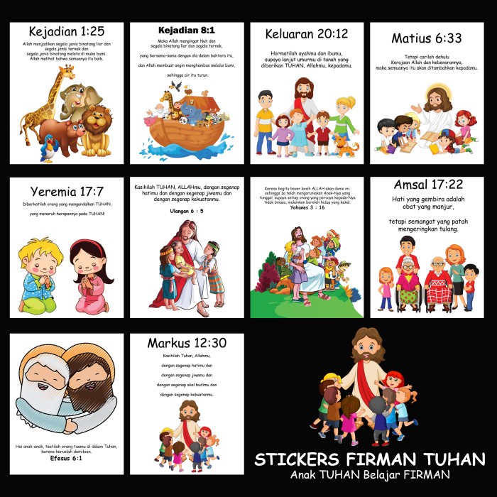 [Wall] Stiker Rohani Kristen Untuk Anak Sekolah Minggu Belajar Alkitab (B) [Lucu]
