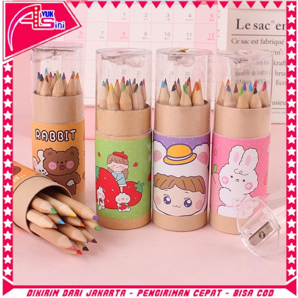 

Promo As Pensil Warna 12 In 1 + Serutan Pensil Color Pencils Quality Pensil Warna Karakter Kemasan Tabung Murah Import