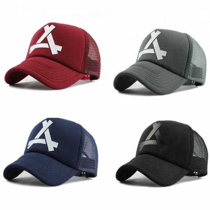 topi Topi Trucker Distro Huruf A Topi Jaring Topi Pria Topi Polos Murah(K4X0) Bisa COD topi pria bas