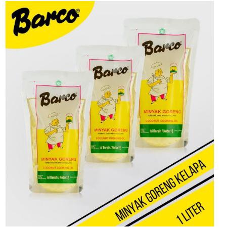 

Paket Hemat!! Pouch 1 liter (3 pcs) minyak goreng kelapa Barco