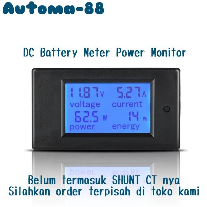 KWH DC Ammeter Watt Volt Meter Battery Solar tanpa Shunt CT