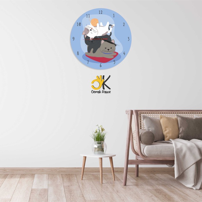 Jam Jam Dinding Unik Animals Kucing Lucu Hiasan Kamar Tidur Anak Shabby Antik