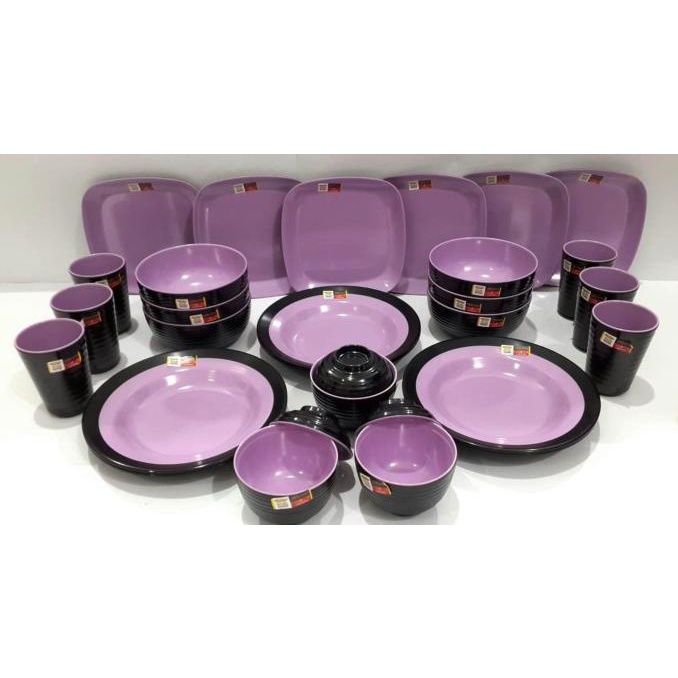 Paket Rosemary Ungu Tosca Set Peralatan Makan Melamin GoldenDragon