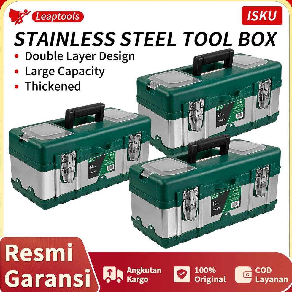 ➷Seller✸➼ ISKU Tool Box Besar 20 inch  Kotak Perkakas Stainless Besar  14-20 inch box perkakas tool 
