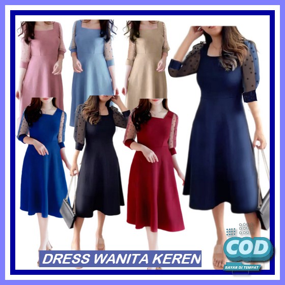 Short Sleeve V-Neck Button Mini Dress Korean Style Cewek Hitam Lengan Pendek  Midi Dress Elenoir Scu