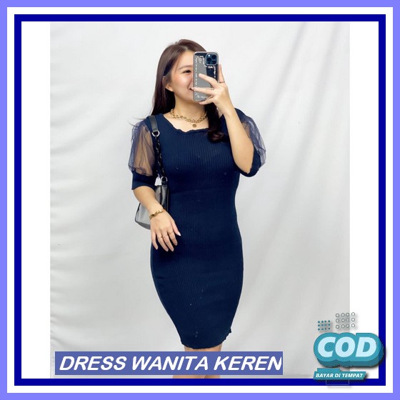 Carolla Dress Sabrina Wanita Kekinian Korean Style Jumbo Dres Big Size Casual Pesta Party A Line Len