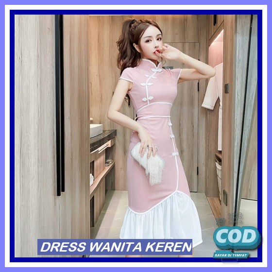 Dunua Mode | Raline Dress Jumbo Big Size Baju Hamil Ld 120-130 Korean Style Lengan Pendek Dress Kerj