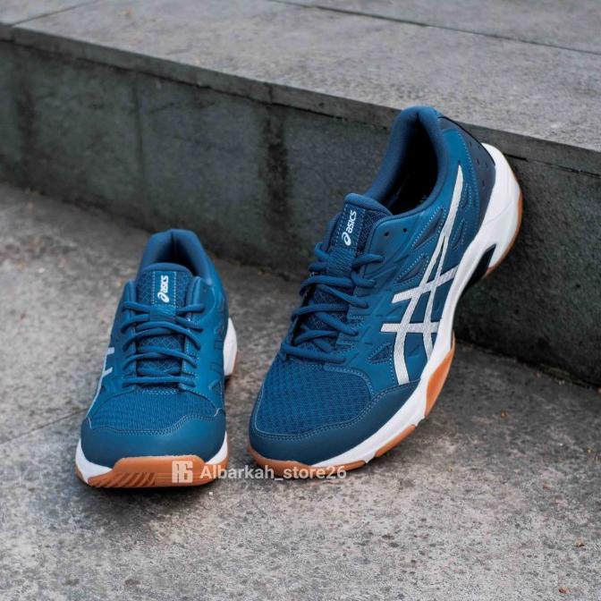 Sepatu Badminton Tennis Volly Original Asics Gel Rocket 11 Mako Blue