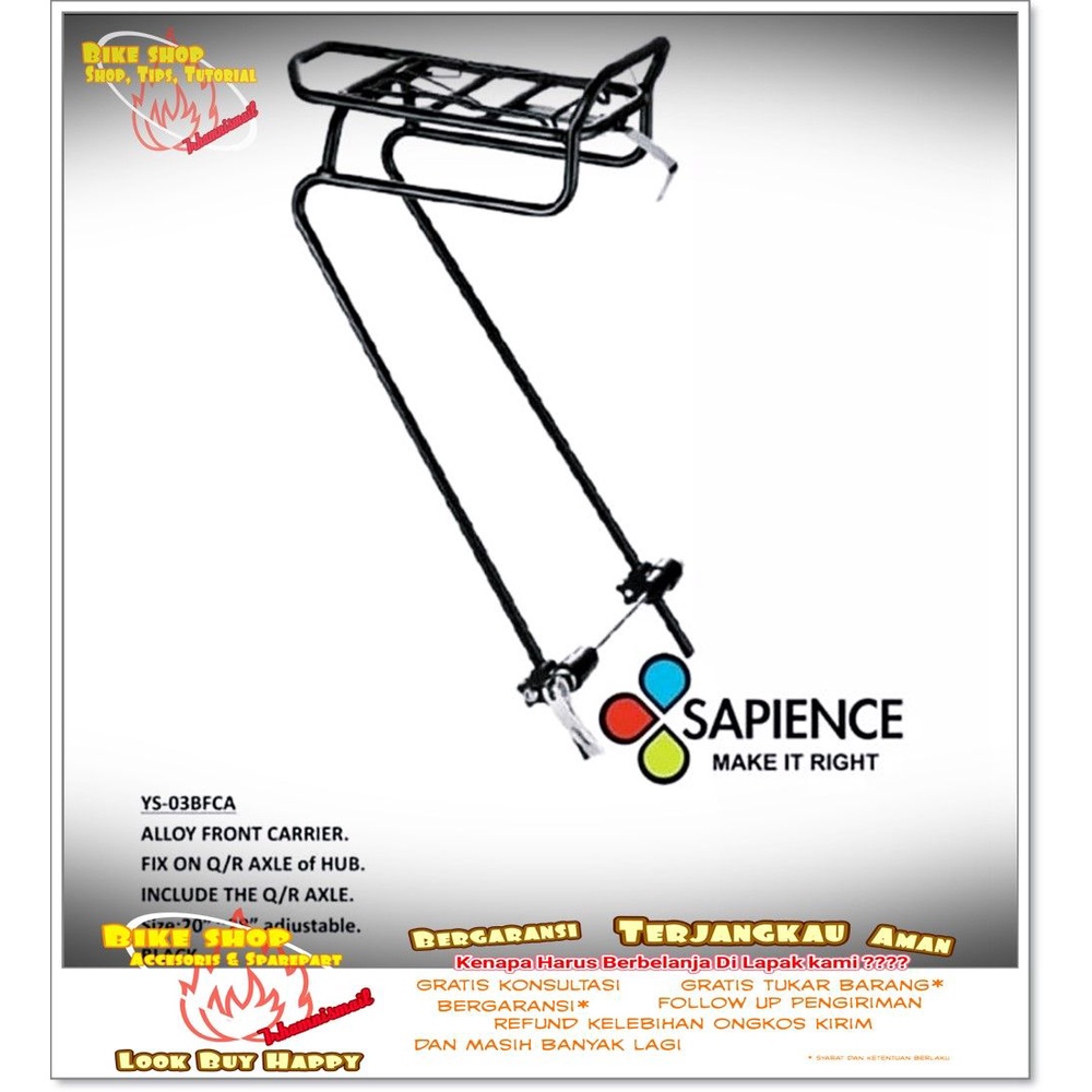 BAGASI DEPAN SAPIENCE ALLOY kaki panjang Bagasi Sepeda MTB BMX
