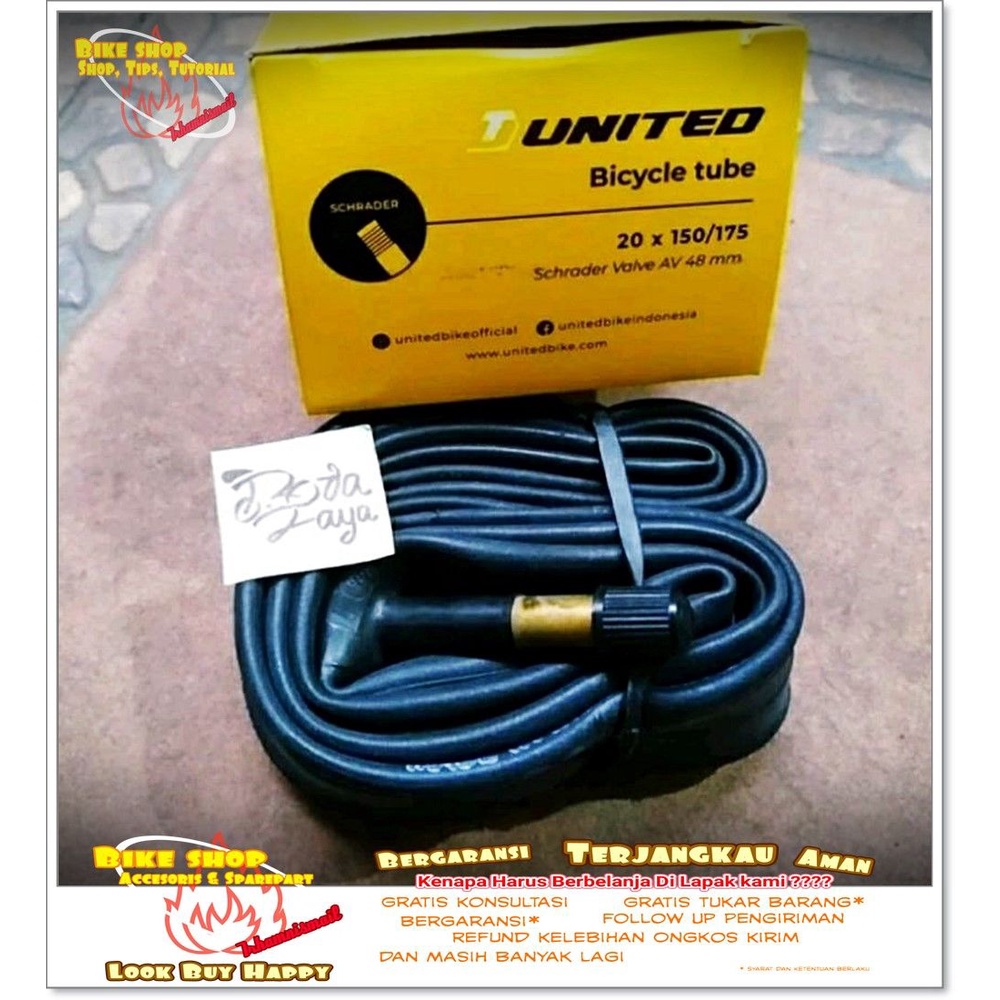 BAN DALAM UNITED 20 x 1.50-1.75 AV PENTIL MOTOR 48mm Ban Sepeda MTB BMX