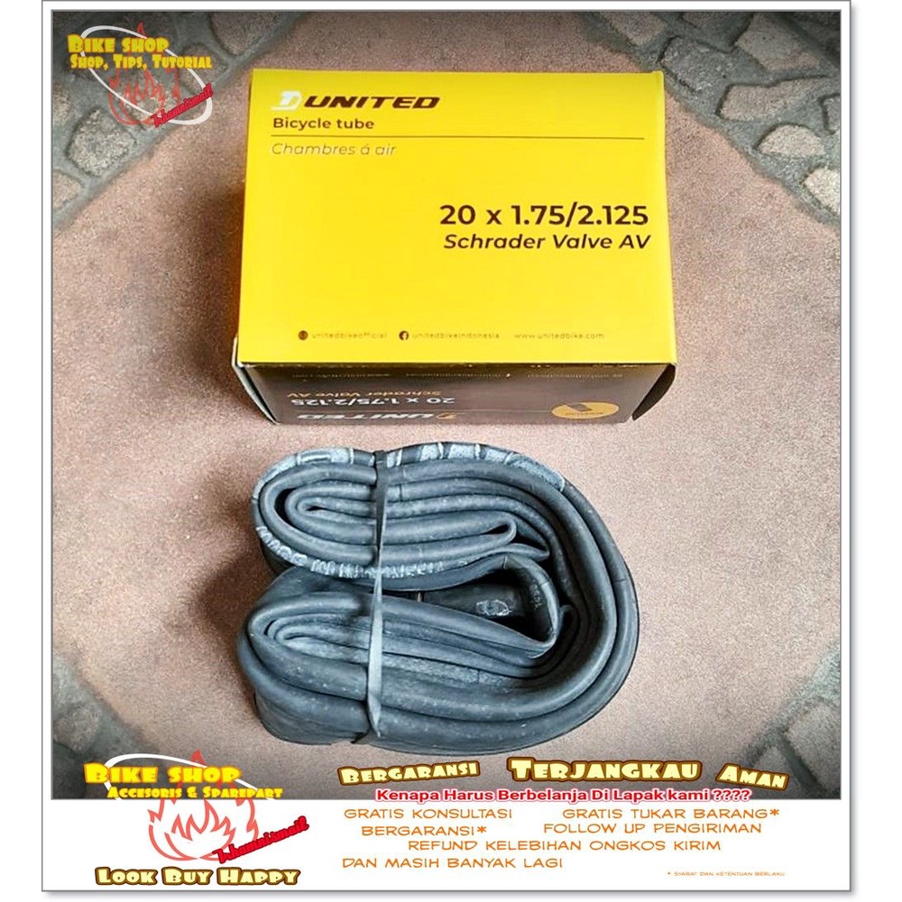 Ban dalam UNITED 20 x 1.75 -2.125 AV pentil motor Ban Sepeda MTB BMX