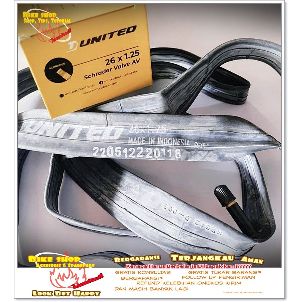 BAN DALAM UNITED 26 x 1.25 AV PENTIL MOTOR Ban Sepeda MTB BMX