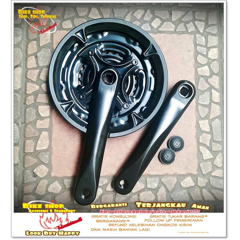 CRANK MTB ALLOY HITAM 175mm 24-34-42T Sepeda MTB BMX