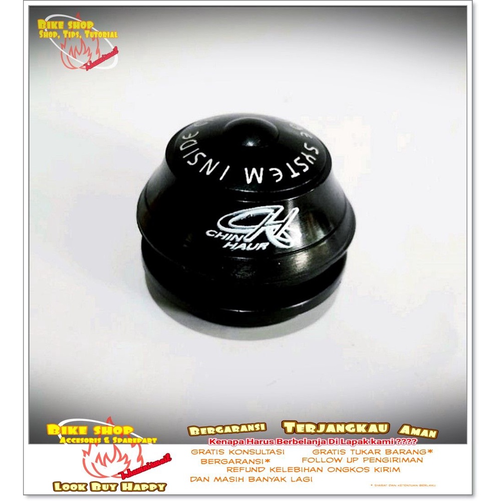 HEADSET - KOM LEHER INTEGRATED 44mm CHIN HAUR HITAM Sepeda MTB BMX
