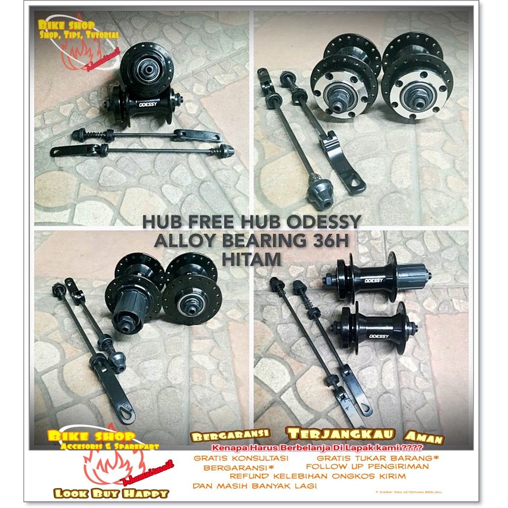HUB FREE HUB ODESSY ALLOY BEARING 36H Hitam Dan Merah Sepeda MTB BMX