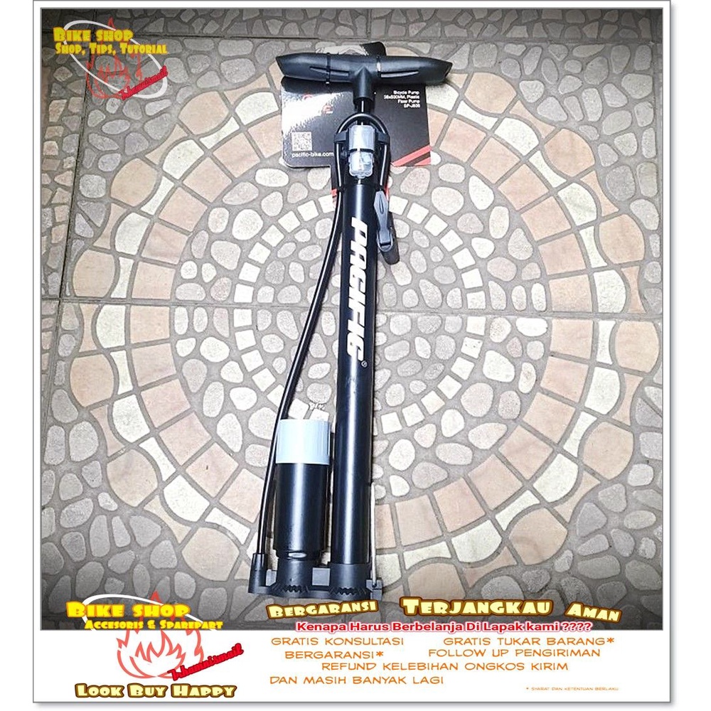 POMPA SEPEDA - FLOOR PUMP PACIFIC PVC HITAM 38x500mm 806 Sepeda MTB BMX