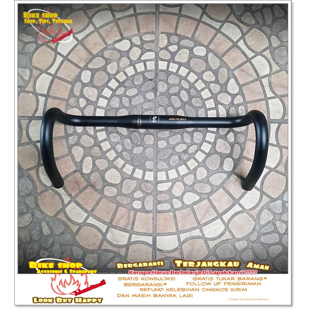 STANG BALAP ZOOM 31.8 ALLOY HITAM 42cm model bulat Sepeda MTB BMX