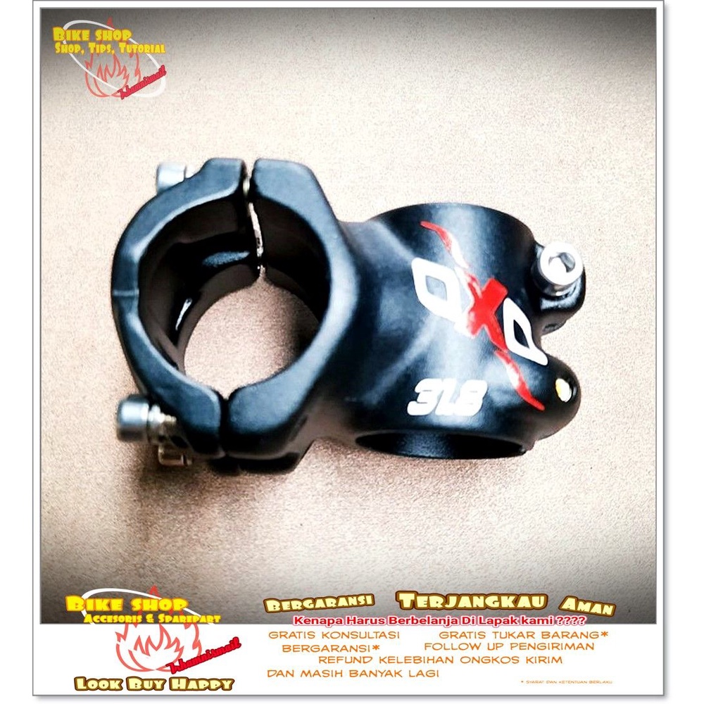 STEM MTB OXO HITAM ALLOY 28.6-31.8mm 4cm Sepeda MTB BMX