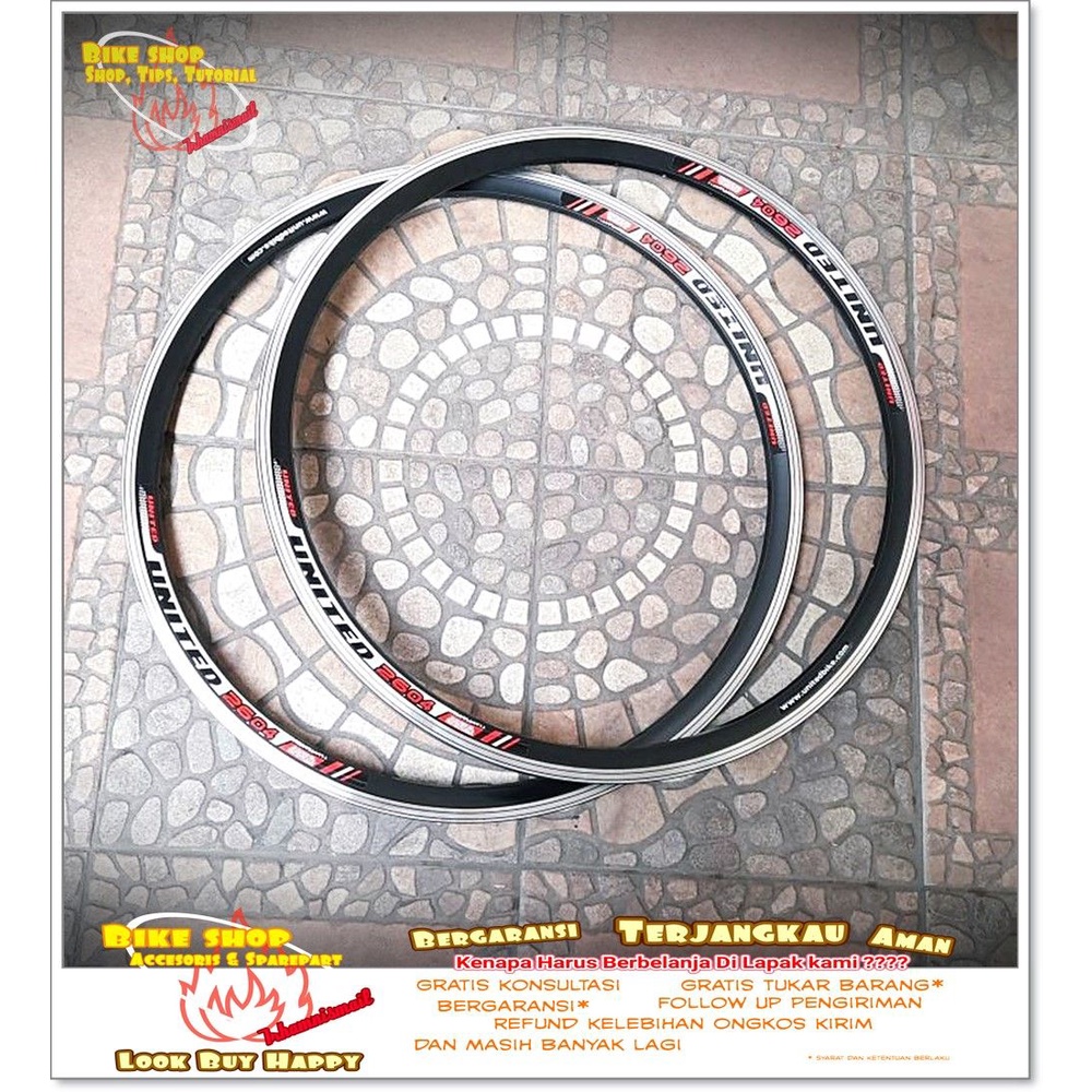 VELG RIMS UNITED 2604 ukuran 26 HITAM 36H Sepeda MTB BMX