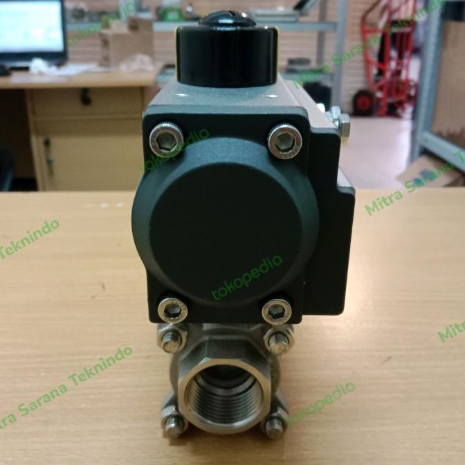 Stop Kran / Ball Valve Pneumatic Actuator Double Acting Drat 1" Inchi