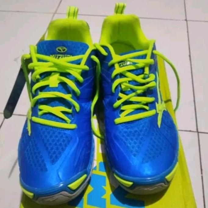 Sepatu Sport Olahraga Voli Badminton MITZUDA LIGHT STAR - Biru Lemon