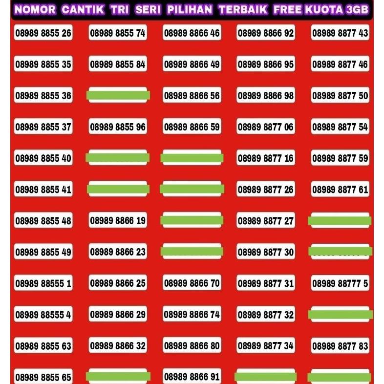 CUCI GUDANG NOMOR CANTIK TRI 11 DIGIT - PERDANA TRI CANTIK - THREE CANTIK 12 DIGIT