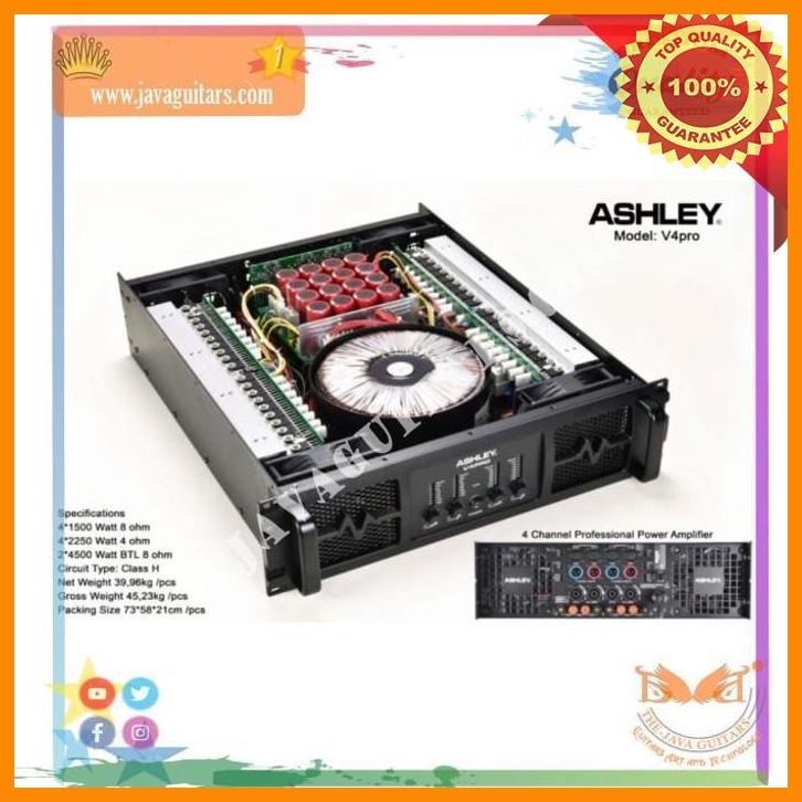 (JAV) POWER ASHLEY V4PRO AMPLIFIER 4 CHANNEL V 4 PRO 4X1500 WATT ORIGINAL