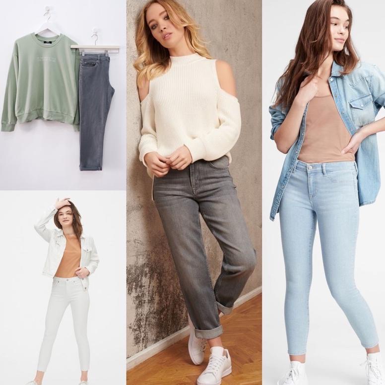 Terlaris Gap Girlfriend Legging Jeans & Ankle White Unfinished