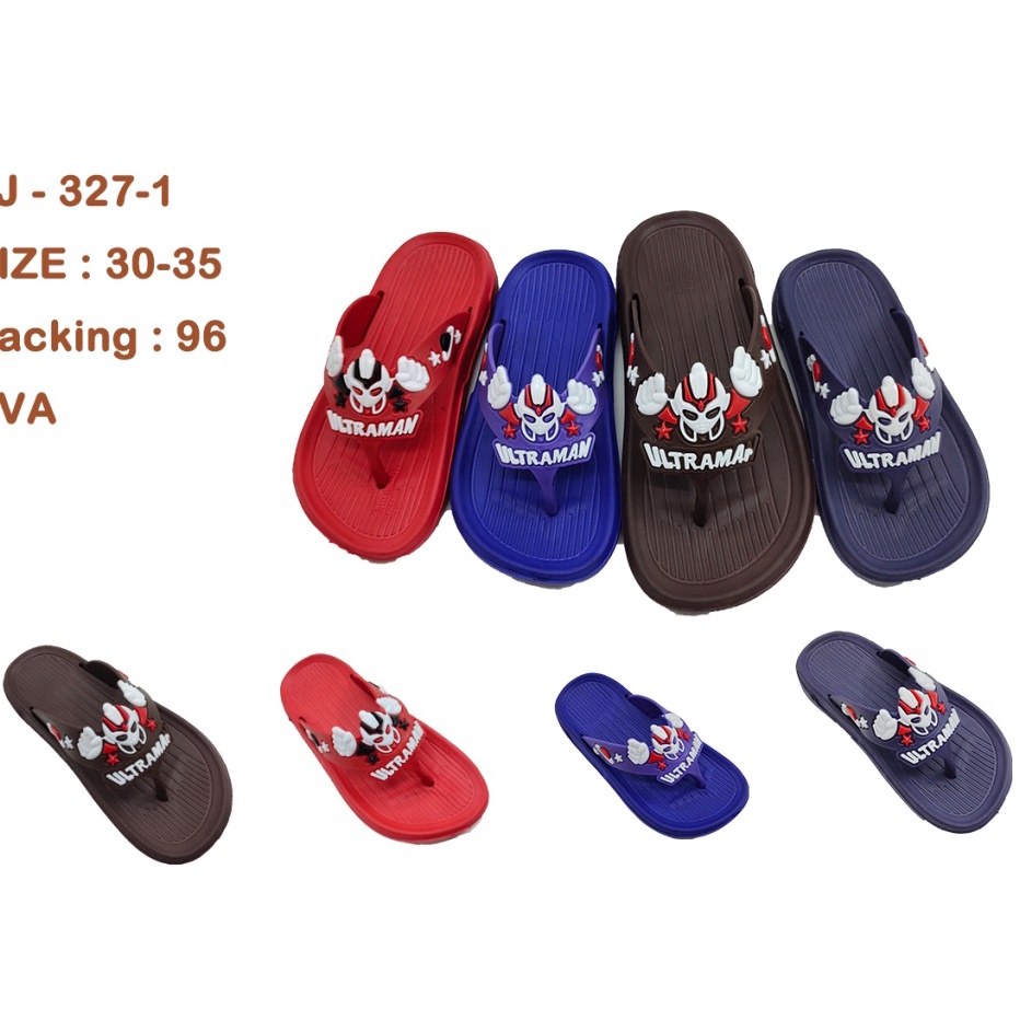 Terkini TJ-327-1 Sandal Jepit Anak Laki Laki Cowok Motif Ultraman Merek Fuhaha Ukuran 30-35 ✩