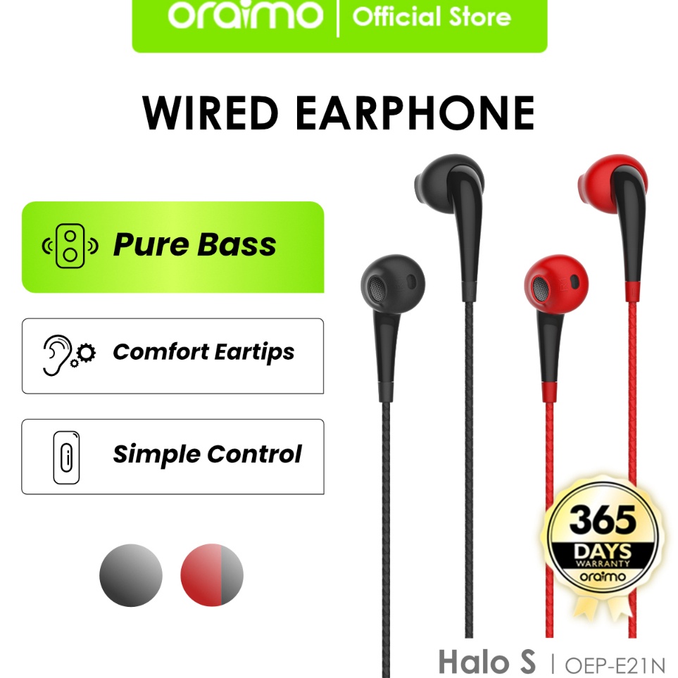 ➩ Oraimo Wired Headset In-Ear Earphone Universal 3.5mm Jack Panjang 1.2 Meter OEP-E21N p Special Edi