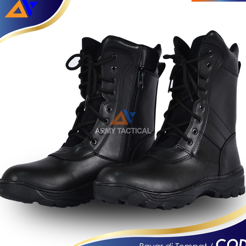 BoomingDd2D7 Sepatu PDL TNI Model Jatah Pria Sepatu Satpam Security TNI AD Banser Resliting Hitam Ta