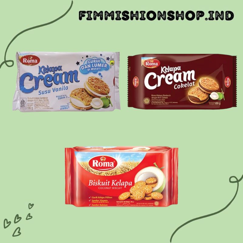 

FIMMISHIONSHOP Biscuit Roma Biskuit Cookies Kelapa / Cream Krim Vanilla / Cream Krim Coklat Chocolate