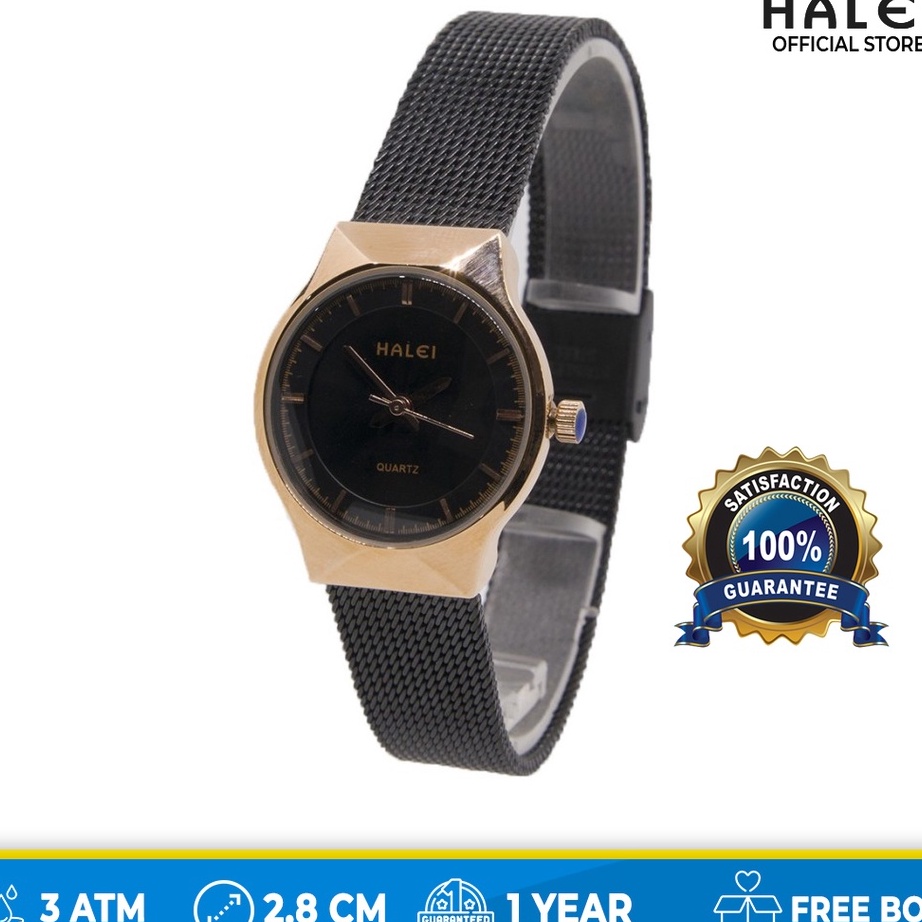 Terlaris Halei Watch Original Official Jam Tangan Fashion Wanita Elegant Mewah 554 L Hitam Black Ros