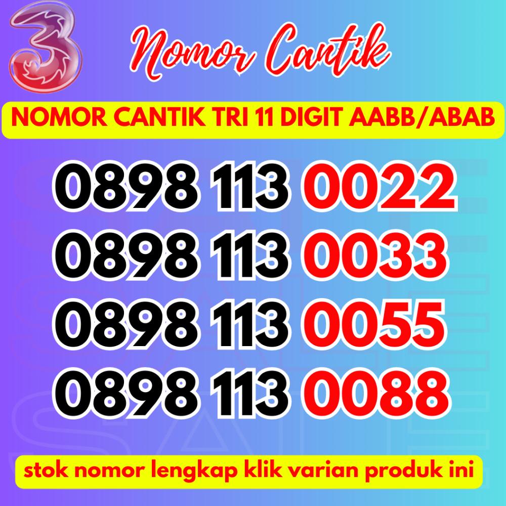 TODAY SALE NOMOR CANTIK TRI THREE 11 DIGIT SERI AABB / ABAB RAPI OBRAL