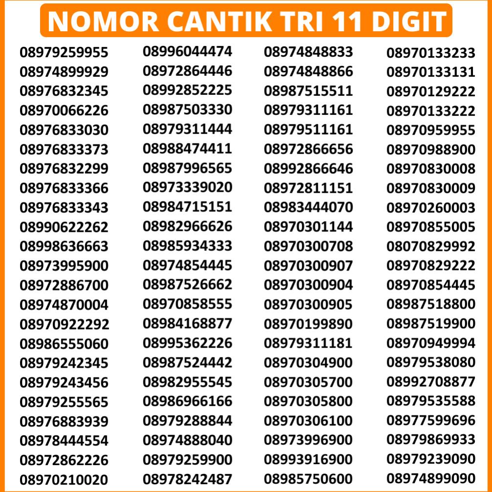 TERBARU NOMOR CANTIK TRI 11 DIGIT RAPI PERDANA 3 CANTIK