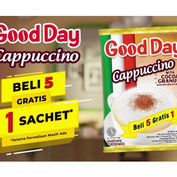 

Terkini GoodDay Cappuccino 25gr Renceng 12 sachet - Kopi Good Day Cappucino sachet