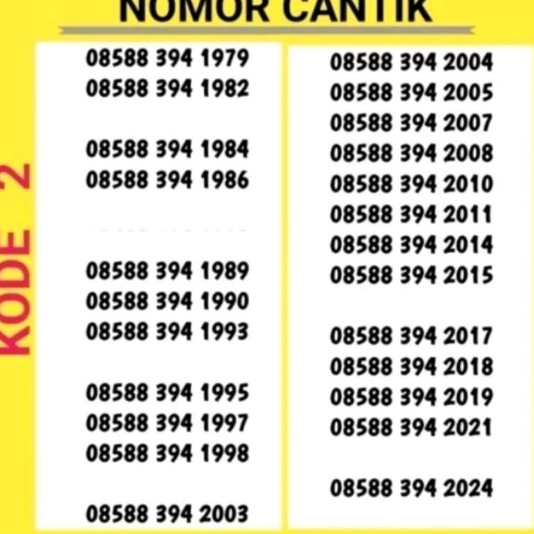 COD NOMOR CANTIK INDOSAT SERI TAHUN