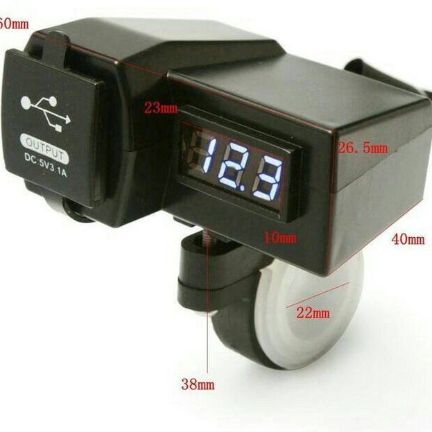 Stok Baru Voltmeter Charger Hp USB Semua Motor / Voltmeter / Charger Hp Motor