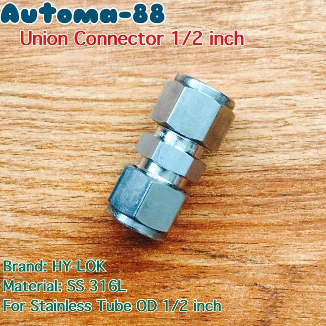 Union Connector Sambung Pipa Tubing 1/2" Inch OD Tube Stainles SS316