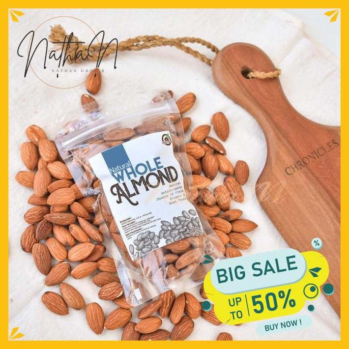 

NATURAL WHOLE ALMOND ( KACANG ALMOND NATURAL ) 100 GR KUALITAS TERBAIK