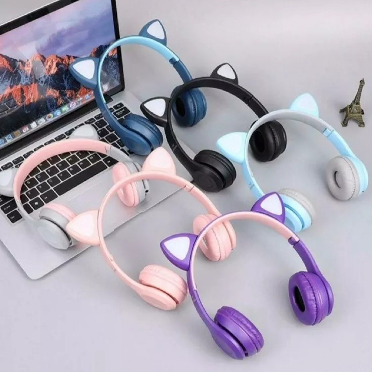 ¯ If JH ACC HEADSET HEADPHONE BLUETOOTH P47 CAT MACARON BANDO LED KUCING P-47 P47M d Promo ★★.