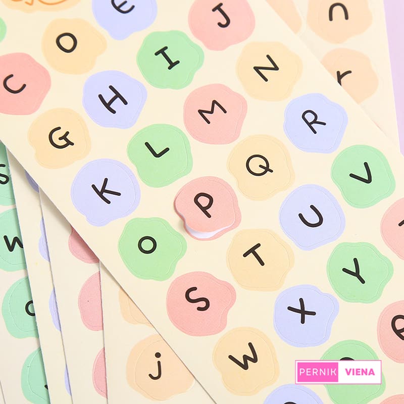 

| STIKER HURUF 1PCS CUTE ALPHABET STICKER SET DECO DIY PLANNER JURNAL STIKER ALFABET ABJAD