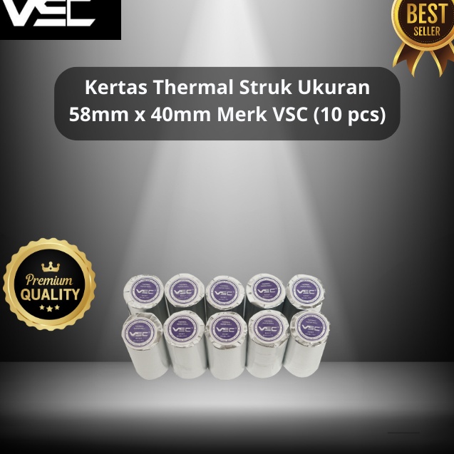 

FJSD9437 ✔✔SALE✔✔ KERTAS THERMAL STRUK 58mmx40mm, MERK VSC 1 PACK (10PCS)